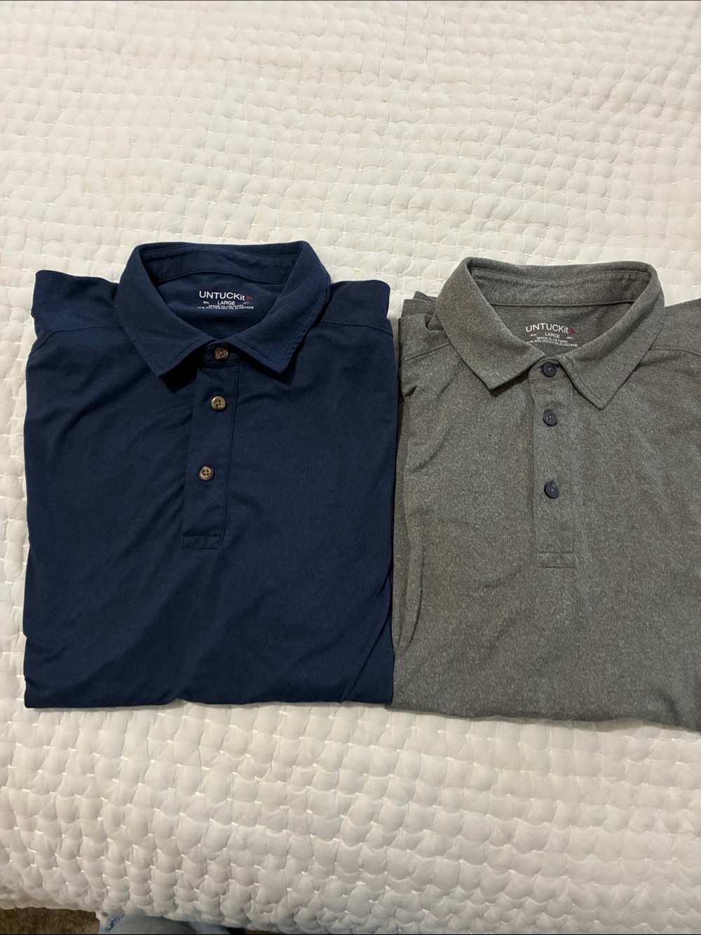 UNTUCKit Men's Charcoal Gray and  Navy blue Short-Sleeve Polo Size L